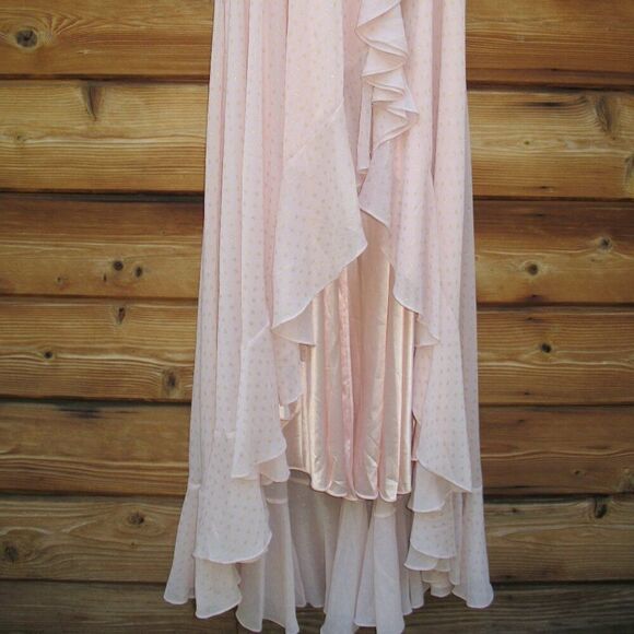 Mac Duggal Womens Pink POLKA DOT ASYMMETRICAL RUFFLE GOWN - Picture 11 of 16